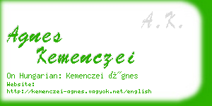 agnes kemenczei business card